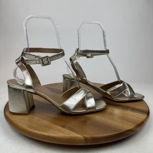 New Womens Nordstrom Rack Luca Gray Metallic Faux Leather Strappy Sandal Size 12